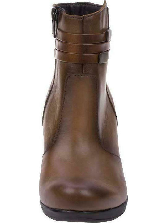 Leder Stiefeletten Damen Tabac Braun