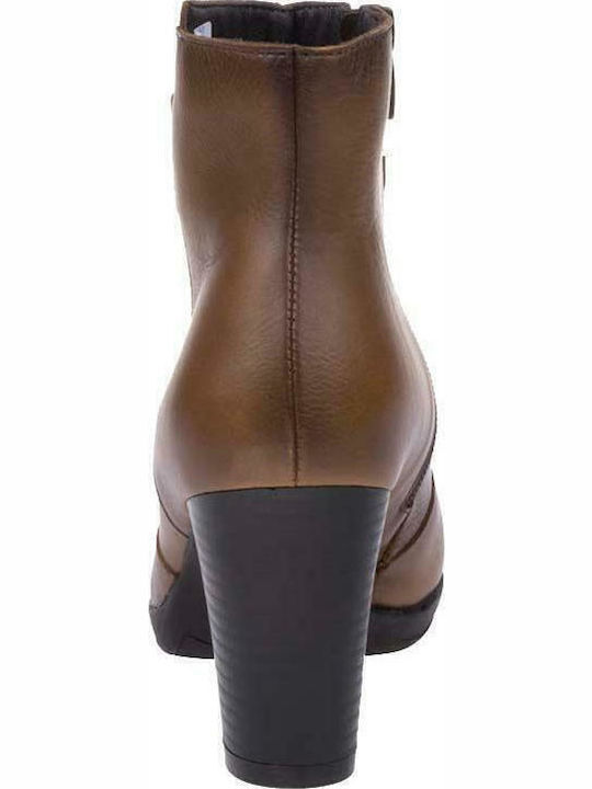 Leder Stiefeletten Damen Tabac Braun