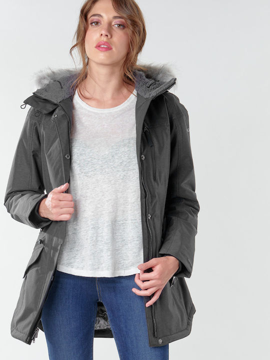 Carson Women's Long Parka Jacket for Winter with Hood Black