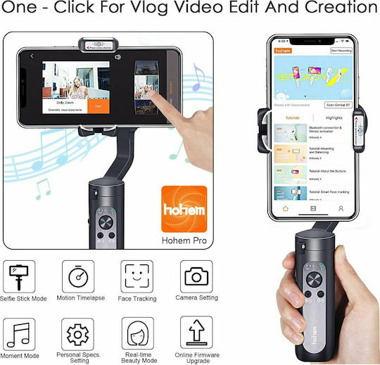 Hohem iSteady X Gimbal Κινητού με Σταθεροποιητή 3 Αξόνων και 8 ώρες λειτουργίας Μαύρο