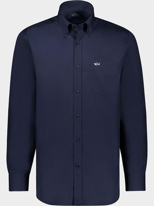 Long-sleeved Cotton Shirt Navy Blue