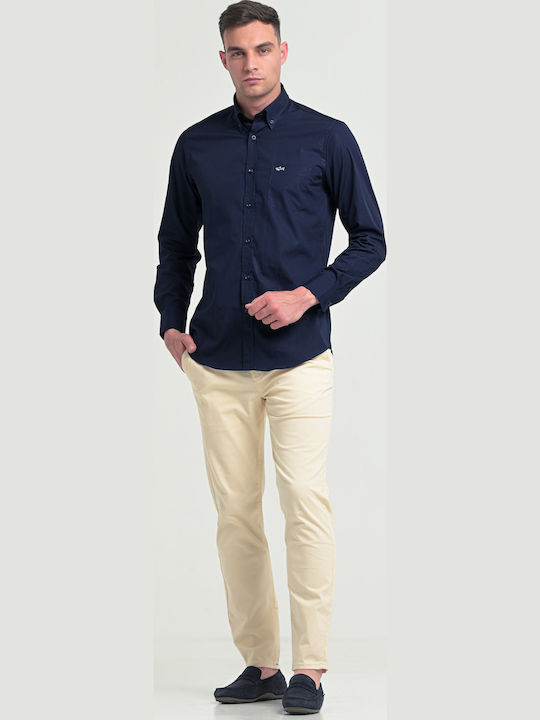 Long-sleeved Cotton Shirt Navy Blue