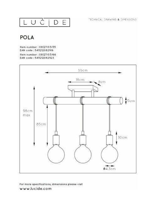 Lucide Lightning Pola Blue Ceiling Light with E27 Socket