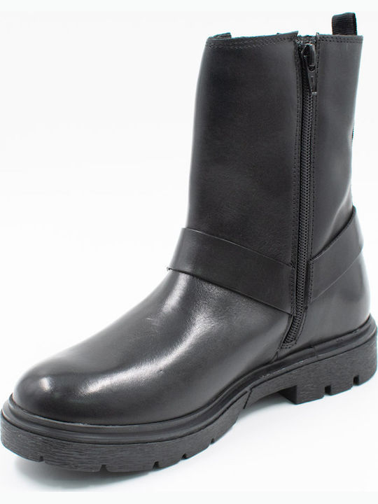 Leder Stiefeletten Damen Schwarz
