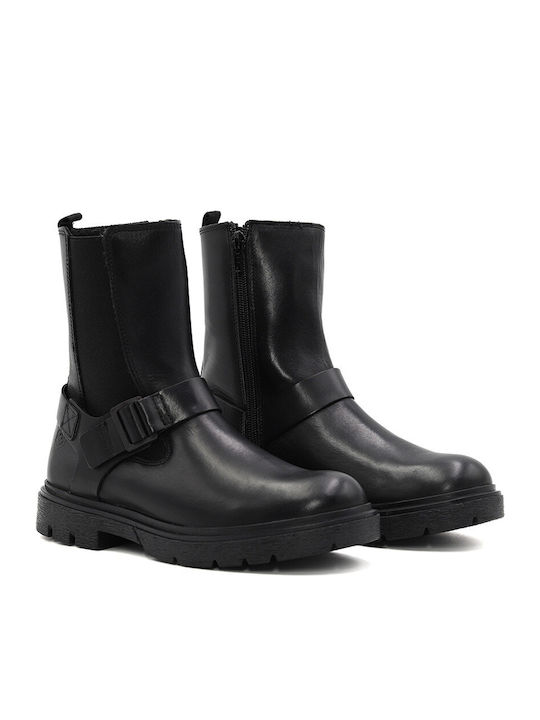 Leder Stiefeletten Damen Schwarz