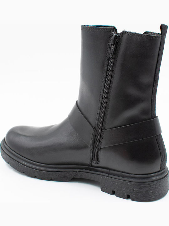 Leder Stiefeletten Damen Schwarz