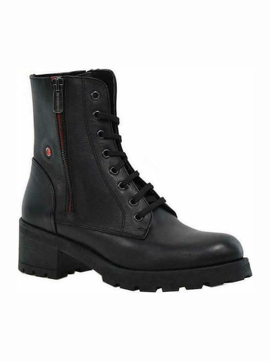 Leder Stiefeletten Damen Schwarz