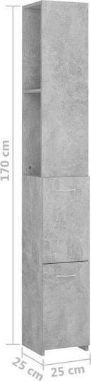 vidaXL Στήλη Μπάνιου Δαπέδου Μ25xΒ25xΥ170cm Γκρι