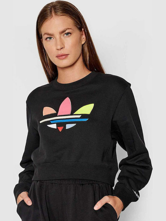 Originals Adicolor Cropped Γυναικείο Φούτερ French Terry Μαύρο