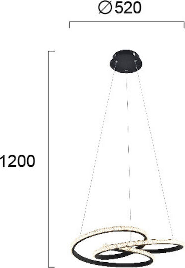 Viokef Berlin Висящо Осветително Тяло Черен с кристали 52x520x120см.