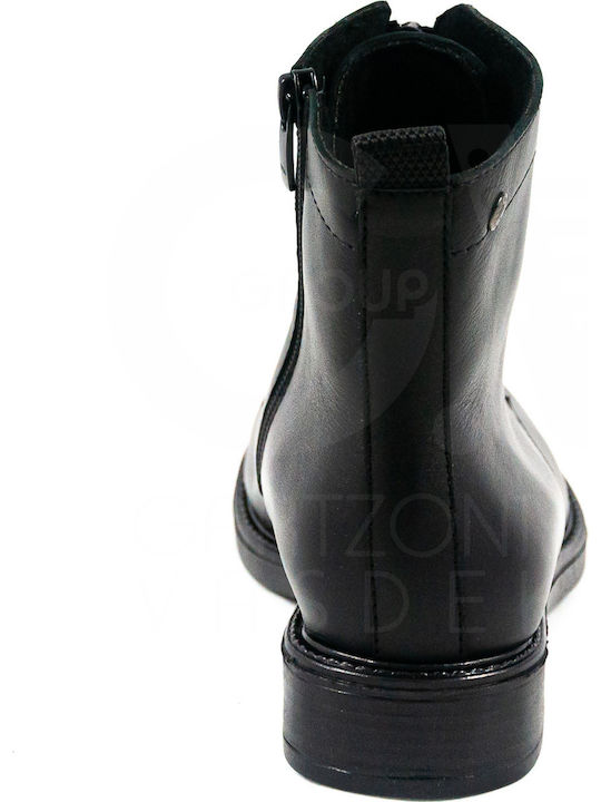 Leder Stiefeletten Damen Schwarz