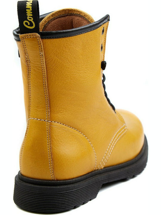 Leder Stiefeletten Damen Gelb
