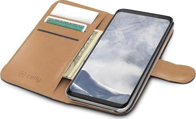 Celly Wally Synthetic Leather Book Black (Galaxy S9)