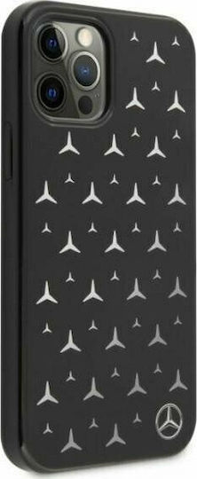 Mercedes-Benz Silver Stars Pattern Back Cover Πλαστικό Μαύρο (iPhone 12 / 12 Pro)