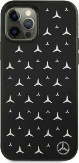 Mercedes-Benz Silver Stars Pattern Back Cover Πλαστικό Μαύρο (iPhone 12 / 12 Pro)