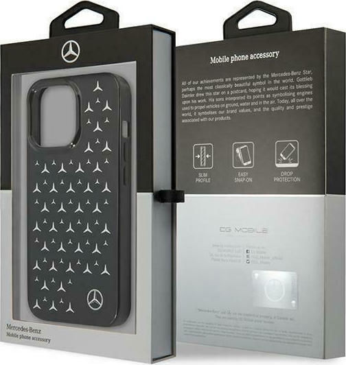 Mercedes-Benz Silver Stars Pattern Back Cover Πλαστικό Μαύρο (iPhone 13 Pro)