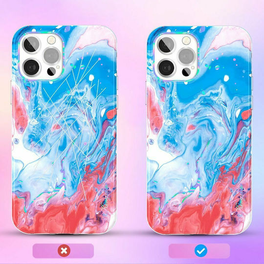 Kingxbar Watercolor Series Back Cover Silicone Blue/Pink (iPhone 12 / 12 Pro)
