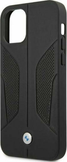 BMW Leather Perforate Sides Back Cover Δερμάτινο Μαύρο (iPhone 12 / 12 Pro)