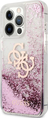 Guess Big 4G Liquid Glitter Silicone Back Cover Transparent / Pink (iPhone 13 Pro)