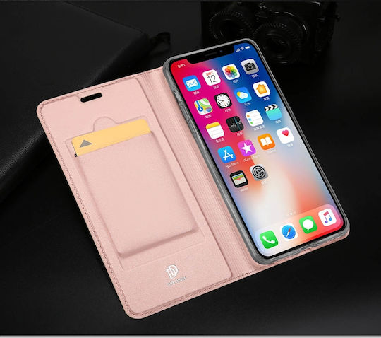 Dux Ducis Skin Pro Книга Изкуствена кожа Розово злато (iPhone XR)