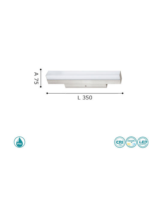 Eglo Torretta Modern Lamp Bathroom with Integrated LED and Natural White Light Silver 37.5x4cm