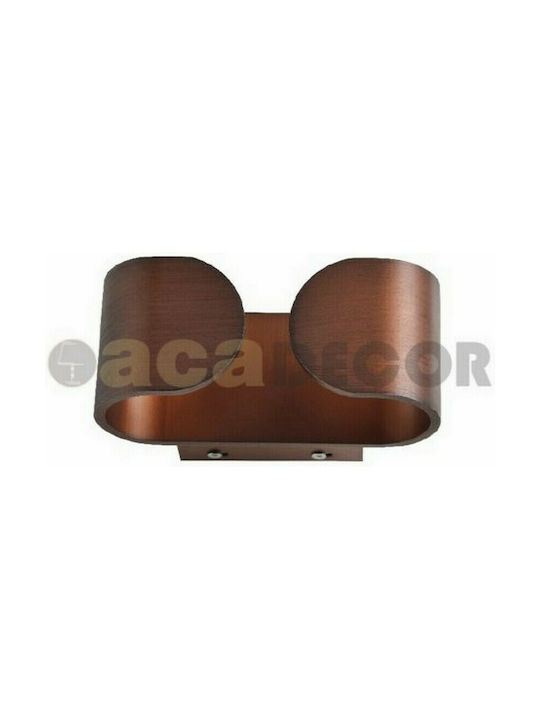 Aca Modern Lamp Wall with Integrated LED and Warm White Light Copper 16x9x7cm