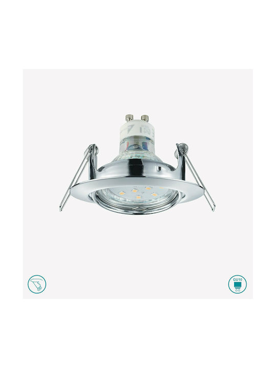 Trio Lighting Jura Rund Metallisch Einbau Spot mit Fassung GU10 Silber 8.3x8.3cm. 1Stück