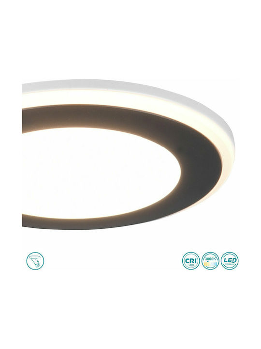 Trio Lighting Aura Round Plastic Recessed Spot with Integrated LED and Warm White Light Black 8.2x8.2cm. 1pcs