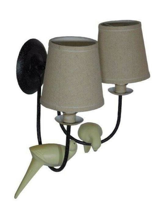 GloboStar Bird Vintage Leuchte Wand mit Fassung E27 Schwarz 43x16x30cm