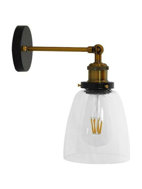 GloboStar Crucible Vintage Φωτιστικό Τοίχου με Ντουί E27 Χρυσό 25.5x14x29.5εκ.