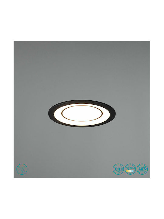 Trio Lighting Core Round Plastic Recessed Spot with Integrated LED and Warm White Light Black 14.8x14.8cm. 1pcs