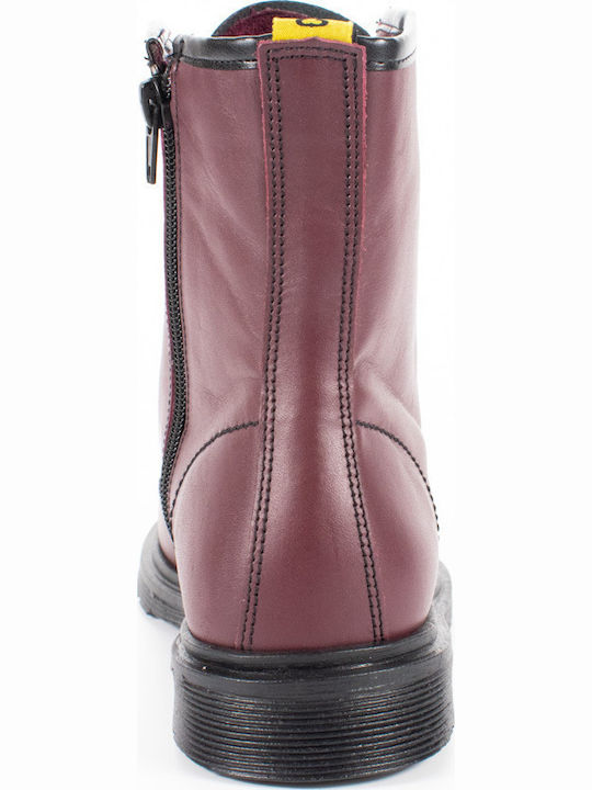 Leather Women's Ankle Boots Burgundy