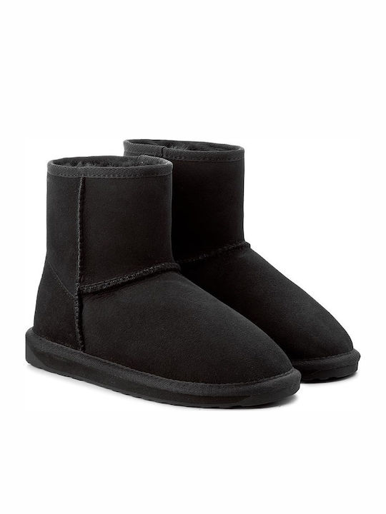 Stinger Suede Γυναικεία Μποτάκια με Γούνα Μαύρα