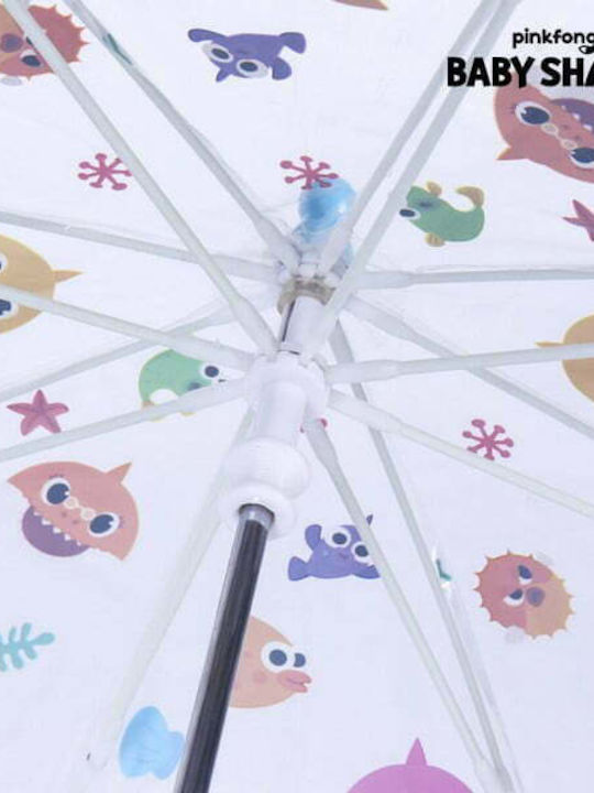 Cerda Kinder Regenschirm Gebogener Handgriff Baby Shark Durchsichtig mit Durchmesser 45cm.