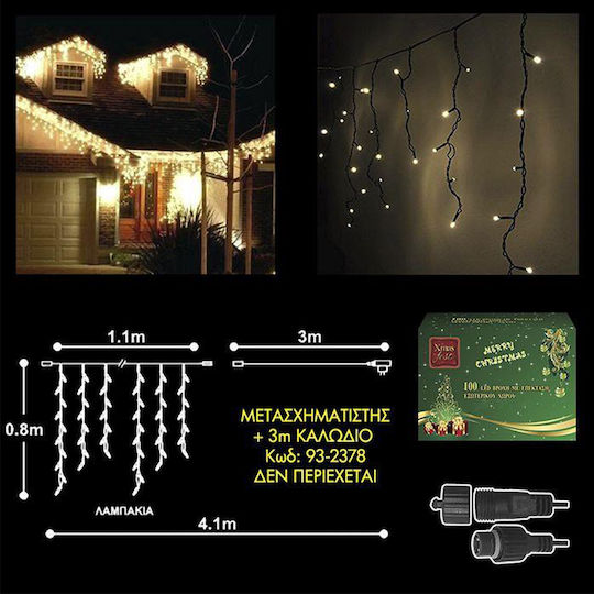 100 Lights LED 8m. Warm White in String 1pcs