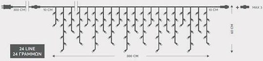 144 Светлини LED 3m. x 60бр Червен тип Дъжд 1бр