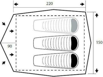 Trimm Alfa Winter Campingzelt Iglu Grün für 3 Personen 115cm.