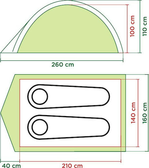 Coleman Darwin 2 Camping Tent Igloo Mountaineering Khaki with Double Cloth 4 Seasons for 2 People Waterproof 3000mm 255x145x105cm