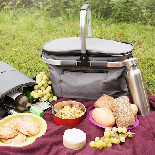 Navaris Insulated Picnic Basket with Folding Handle 27lt in Black Color
