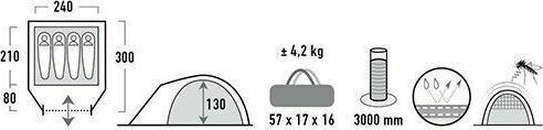 High Peak Nevada 4.0 Σκηνή Camping Igloo Ορειβασίας Λευκή με Διπλό Πανί 4 Εποχών για 4 Άτομα Αδιάβροχη 3000mm 300x240x130εκ.