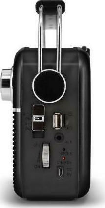 Manta RDI916 Φορητό Ραδιόφωνο Ηλιακό με Bluetooth και USB Μαύρο