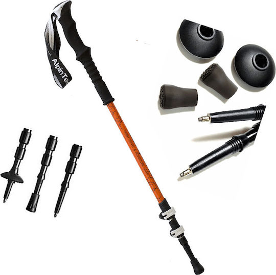 AlpinPro Pair of Telescopic Aluminum Fast Lock Trekking Poles with 3 Sections Olympus Orange 240gr