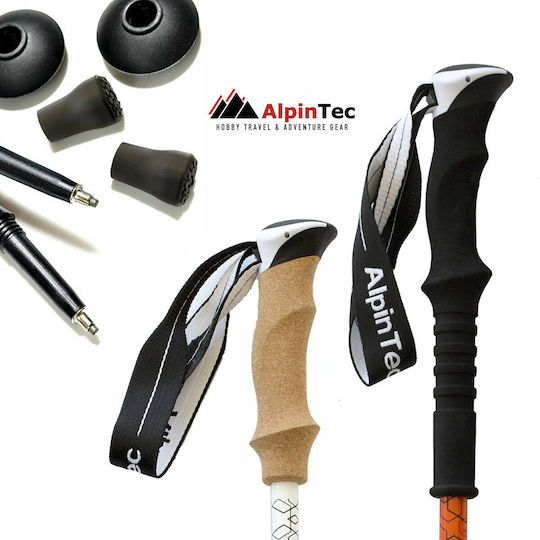 AlpinPro Pair of Telescopic Aluminum Fast Lock Trekking Poles with 3 Sections Olympus White 240gr