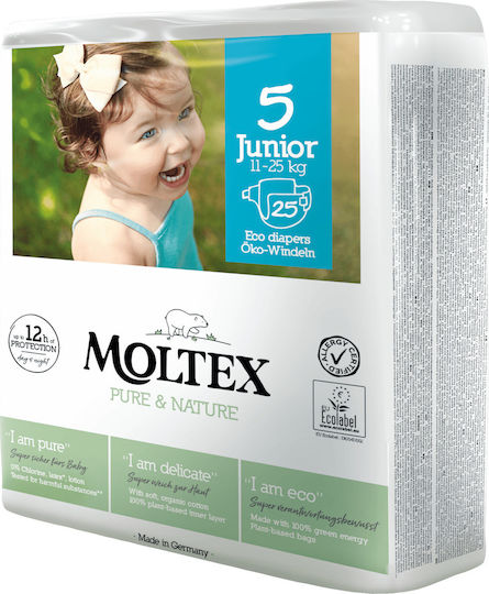 Moltex Pure & Nature Πάνες με Αυτοκόλλητο No. 5 για 11-25kg 25τμχ