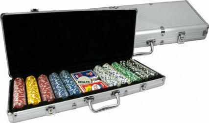 Platinum Games Set von 500 nummerierten Pokerchips 11.5gr in Koffer mit 5 Kartenspielen