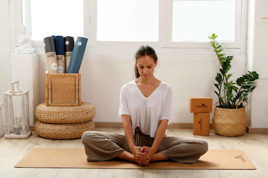 Niyamas Eco Cork Atma Exercise Mat Yoga Brown with Carry Strap (183x66x0.5cm)