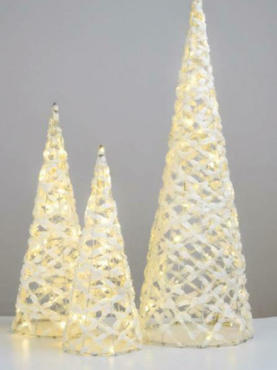 Aca Christmas Decorative Illuminated Fabric Tree Cone 50cm IP20 Battery White