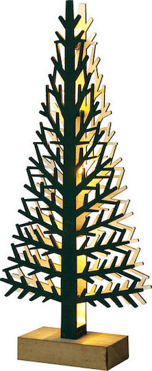 Christmas Decorative Illuminated Wood Tree 47cm IP20 Battery Green