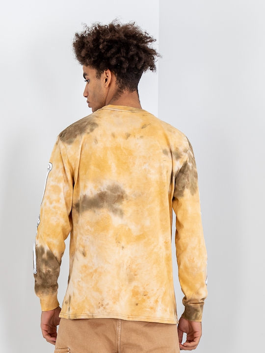 HUF Tiedye Herren Langarmshirt Braun