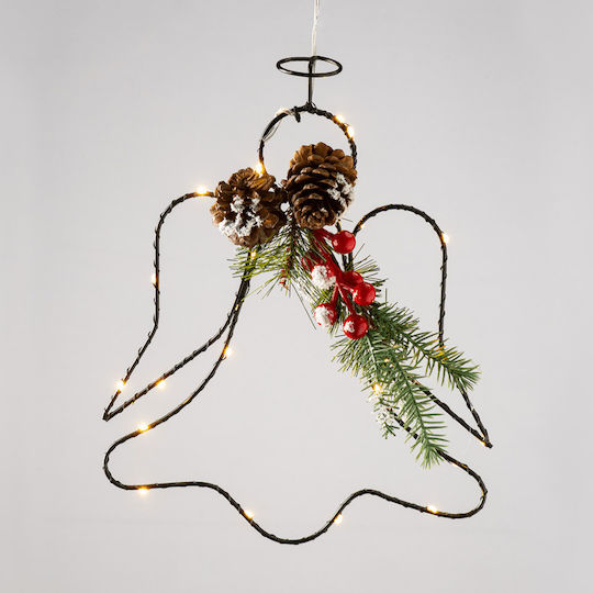 Aca Illuminated Christmas Metal Figure Cherub White 30.5x30.5x24.5cm 3pcs Hanging Angel